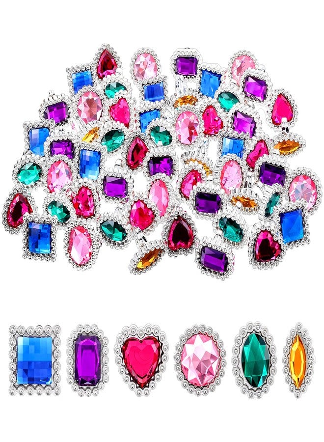 Quilax 72 Pcs Colorful Plastic Rings, Adjustable Rings Princess Jewelry, Fake Ring for Costume Bridal Shower Dress Party Accessories - Image 1